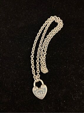 Tiffany & Co. Heart Padlock Pendant Necklace in Silver